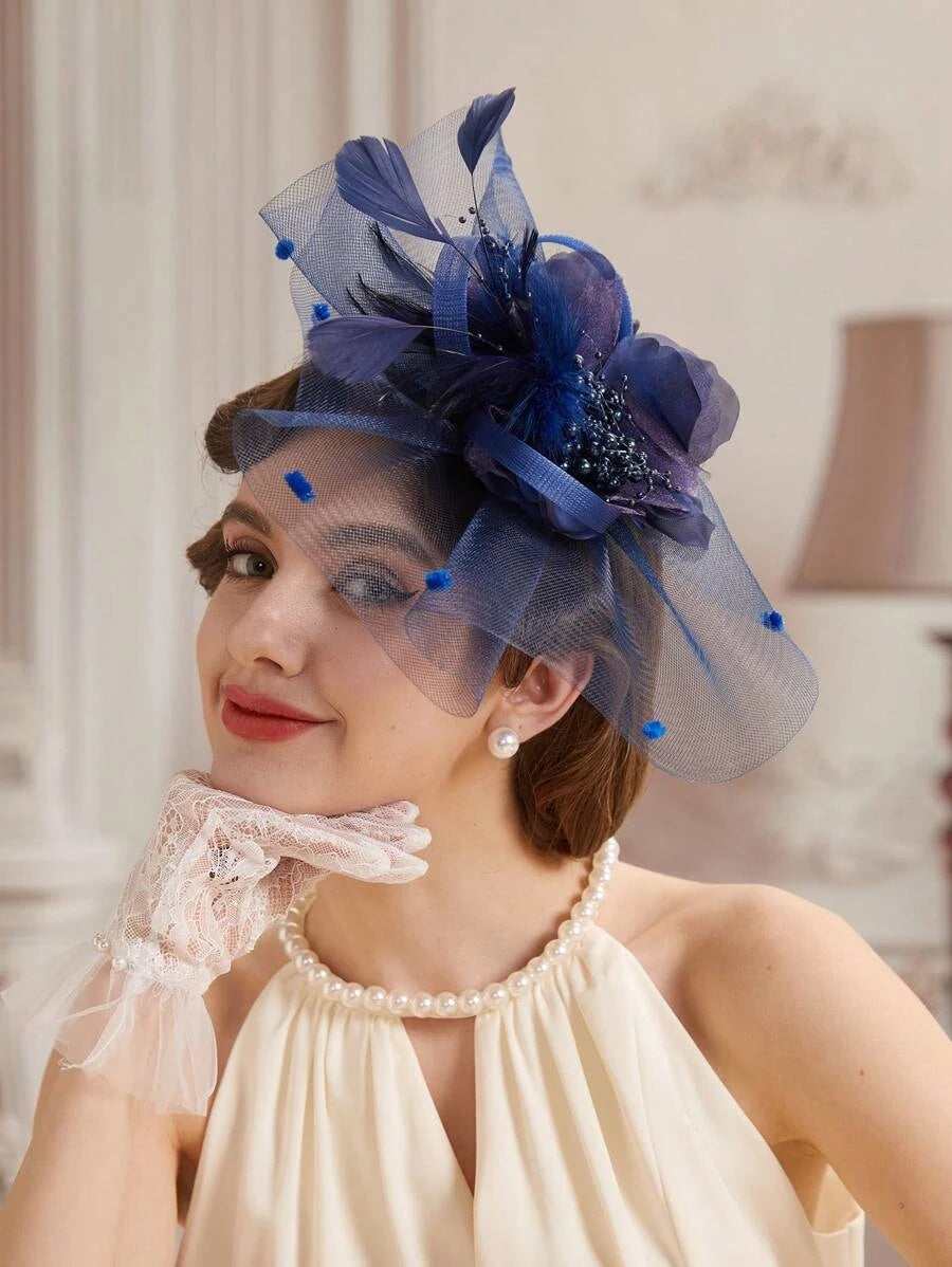 1Pc Fascinators Hats For Women Fancy Tea Party Hats Kentucky Derby Hats Feather Hair Clip For Wedding Party Church Hats