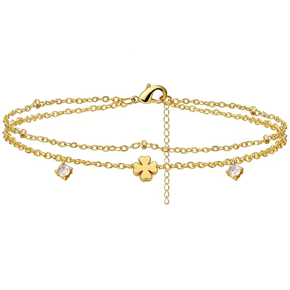 925 Sliver Plated CZ Anklet Bracelets for Women Girl Trendy New Waterproof Heart Charm Dainty Layer Chain Anklets Jewelry Gifts
