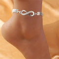 Fashion Retro Summer Hot Sale Silver Charm Two wear Sparkly Unlimited 8-Figure Anklet Bracelet Two Sparkly Foot Jewelry