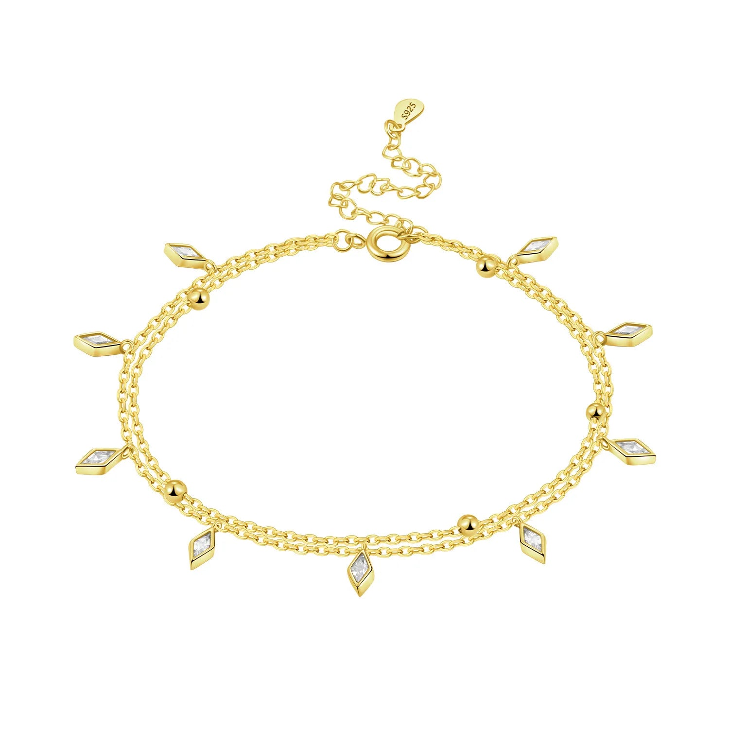 Orstarry S925 Sterling Silver Summer Double Star Shaped Chain Anklets Women Lady Ankle Bracelet Prom Foot Party Jewelry Gifts