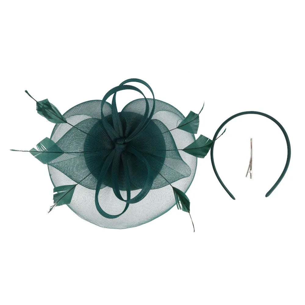 Fashion Feathers Mesh Fascinator Hat Exquisite Sweet Veil Hat Headwear Elegant Hair Hoop Hairbands Dance Show