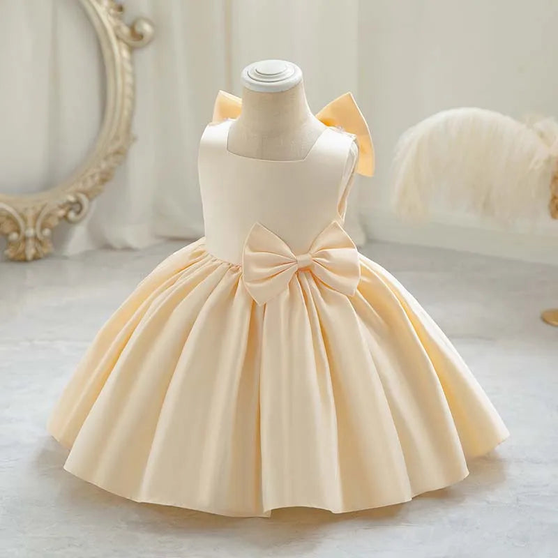 Baby Girls Party Dress Sweet Big Bow Princess Birthday Dresses Children Clothes Flower Girl Elegant Evening Formal Wear Clothing