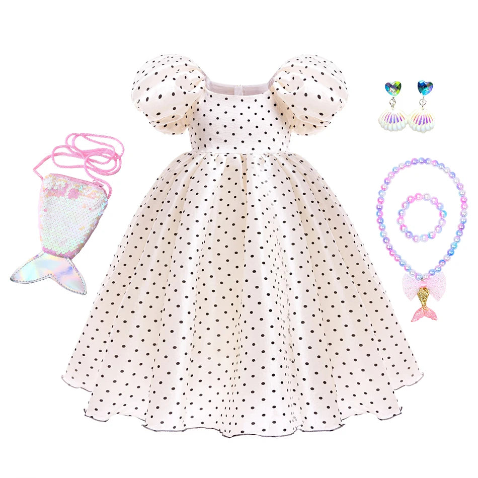 Girls Polka Dot Princess Dress Kids Birthday Gift Carnival Formal Elegant Gown Holiday Party Fantasy Outfit Children Fancy Frock