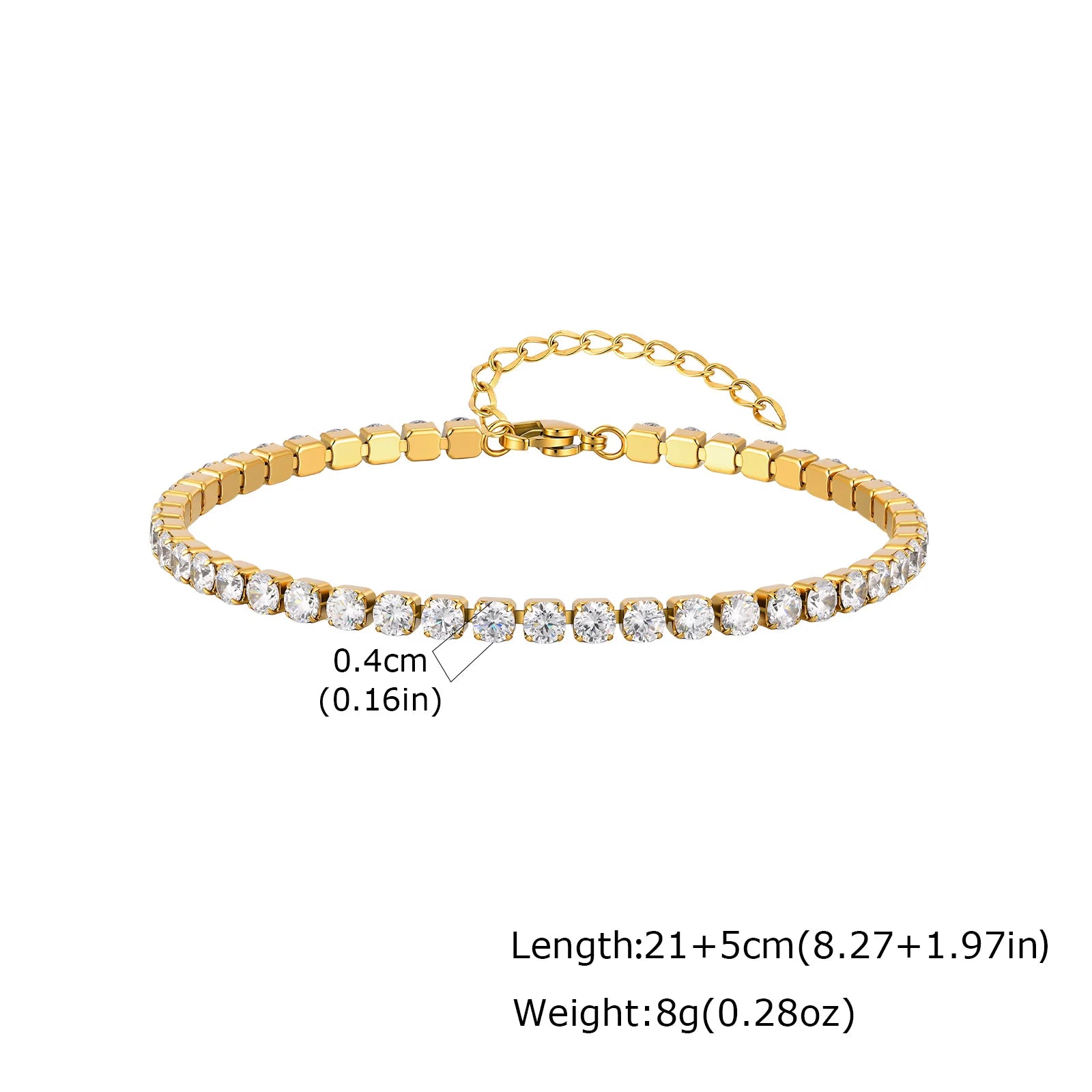 Tennis Anklet 2mm/3mm/4mm, 18K PVD Gold Plated Dainty CZ Foot Chain, Ultra Sparkling Aesthetic Layering Summer Jewelry for Women