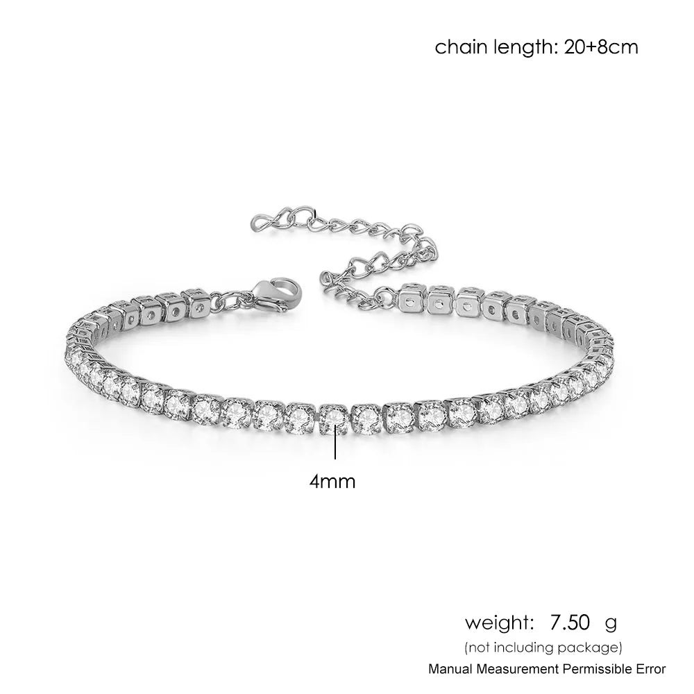Iced Out 4MM Zircon Tennis Anklet Bracelet for Women Dazzling Bracelet on The Leg Chain Sexy Decoration on Foot Fashion Jewelry