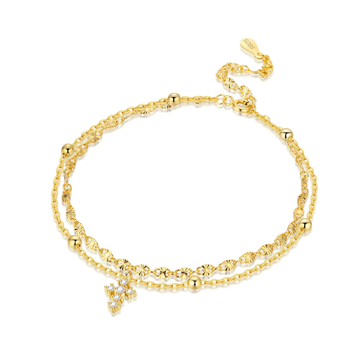 Orstarry S925 Sterling Silver Summer Double Star Shaped Chain Anklets Women Lady Ankle Bracelet Prom Foot Party Jewelry Gifts