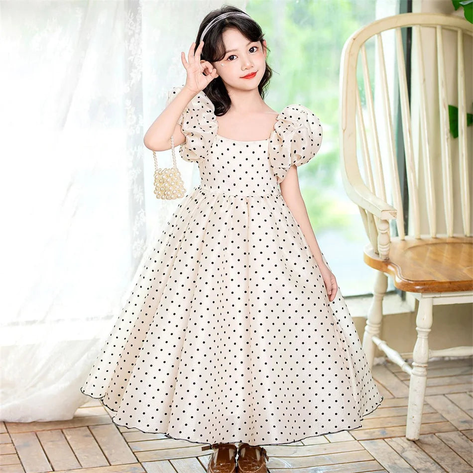 Girls Polka Dot Princess Dress Kids Birthday Gift Carnival Formal Elegant Gown Holiday Party Fantasy Outfit Children Fancy Frock