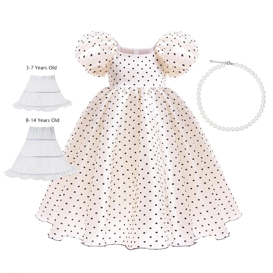 Girls Polka Dot Princess Dress Kids Birthday Gift Carnival Formal Elegant Gown Holiday Party Fantasy Outfit Children Fancy Frock