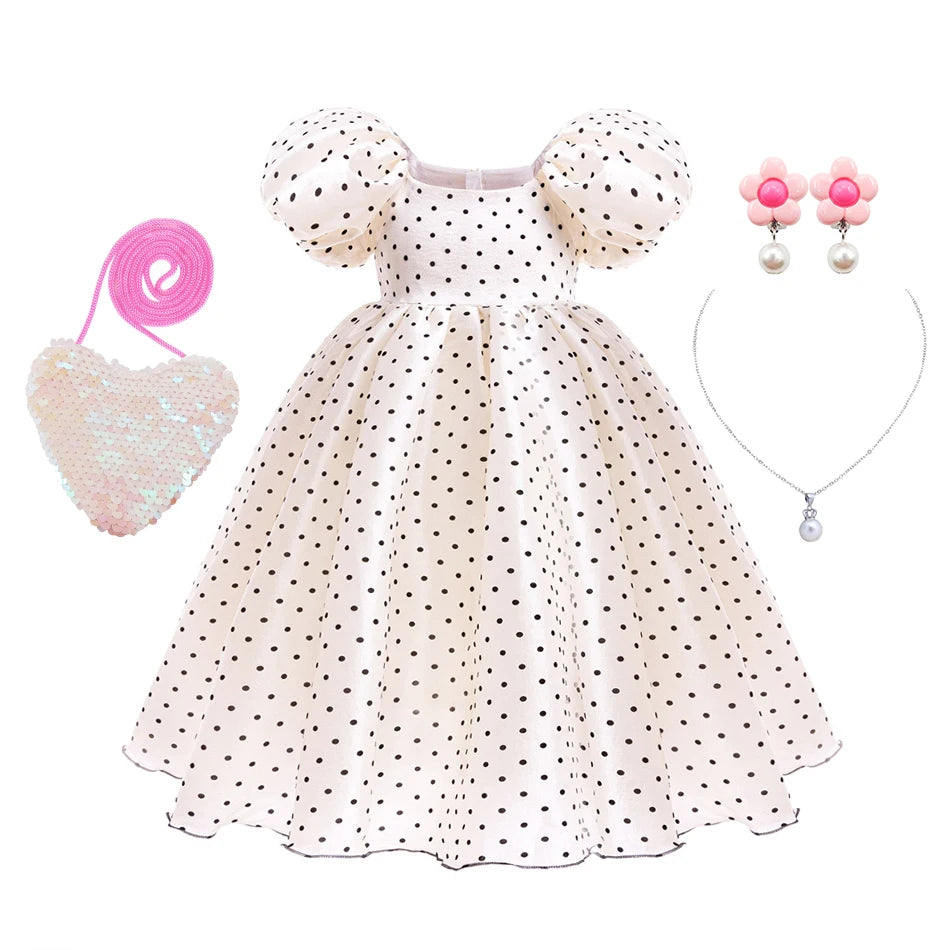 Girls Polka Dot Princess Dress Kids Birthday Gift Carnival Formal Elegant Gown Holiday Party Fantasy Outfit Children Fancy Frock