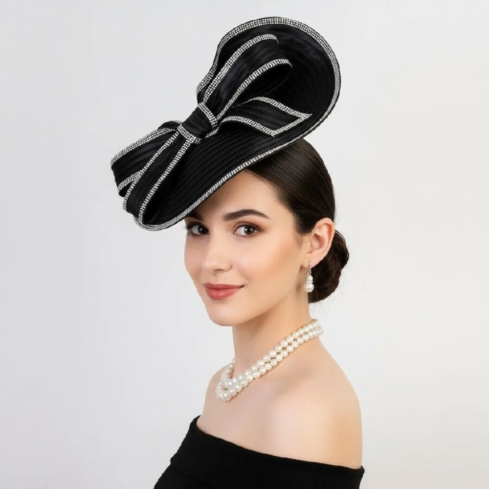 Retro Exquisite Vintage Fascinator Hat Elegant Sweet Bride Headdress Bowknot Hair Band Formal Hat Masquerade Hair Band Wedding