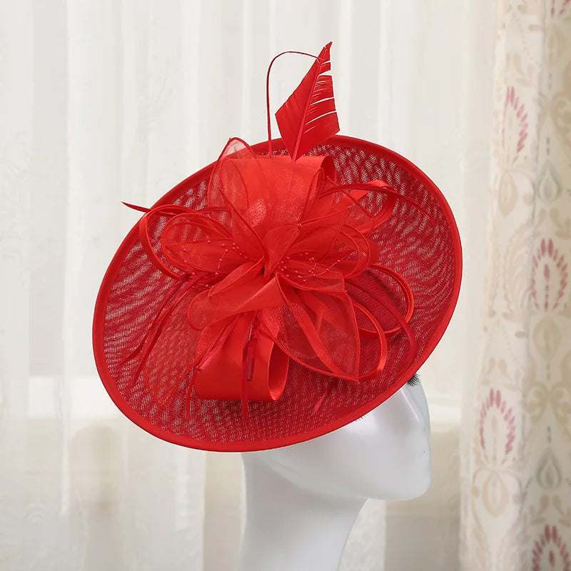 Big Derby Fascinators For Women Elegant  Wedding Chapéu Fascinator de casamento Pillbox Cap Ladies Millinery Church Hats Ladies