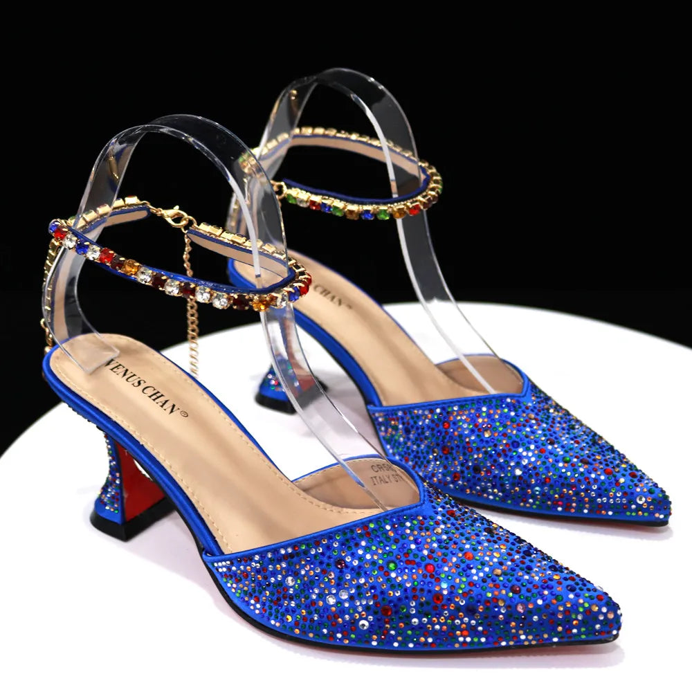 New Arrival Fashion Style Pointed Shoes Bag Soft Handle Bag Anklet Design Medium Heel Ladies Shoes Suitable for Wedding Party
