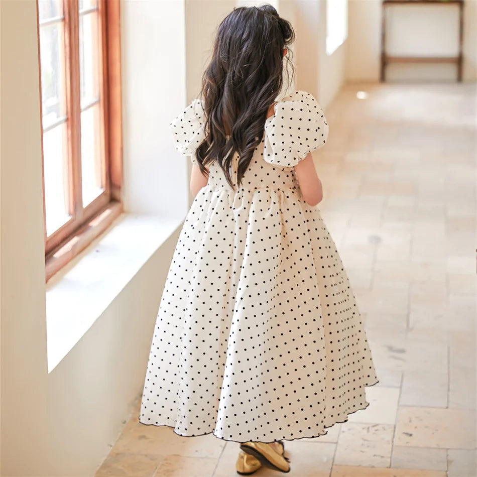 Girls Polka Dot Princess Dress Kids Birthday Gift Carnival Formal Elegant Gown Holiday Party Fantasy Outfit Children Fancy Frock