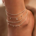 4pcs Set Sexy Fashion Moon and Star Cross Multilayer Anklet for Women Temperament Heart Summer Beach Foot Accessories Jewelry