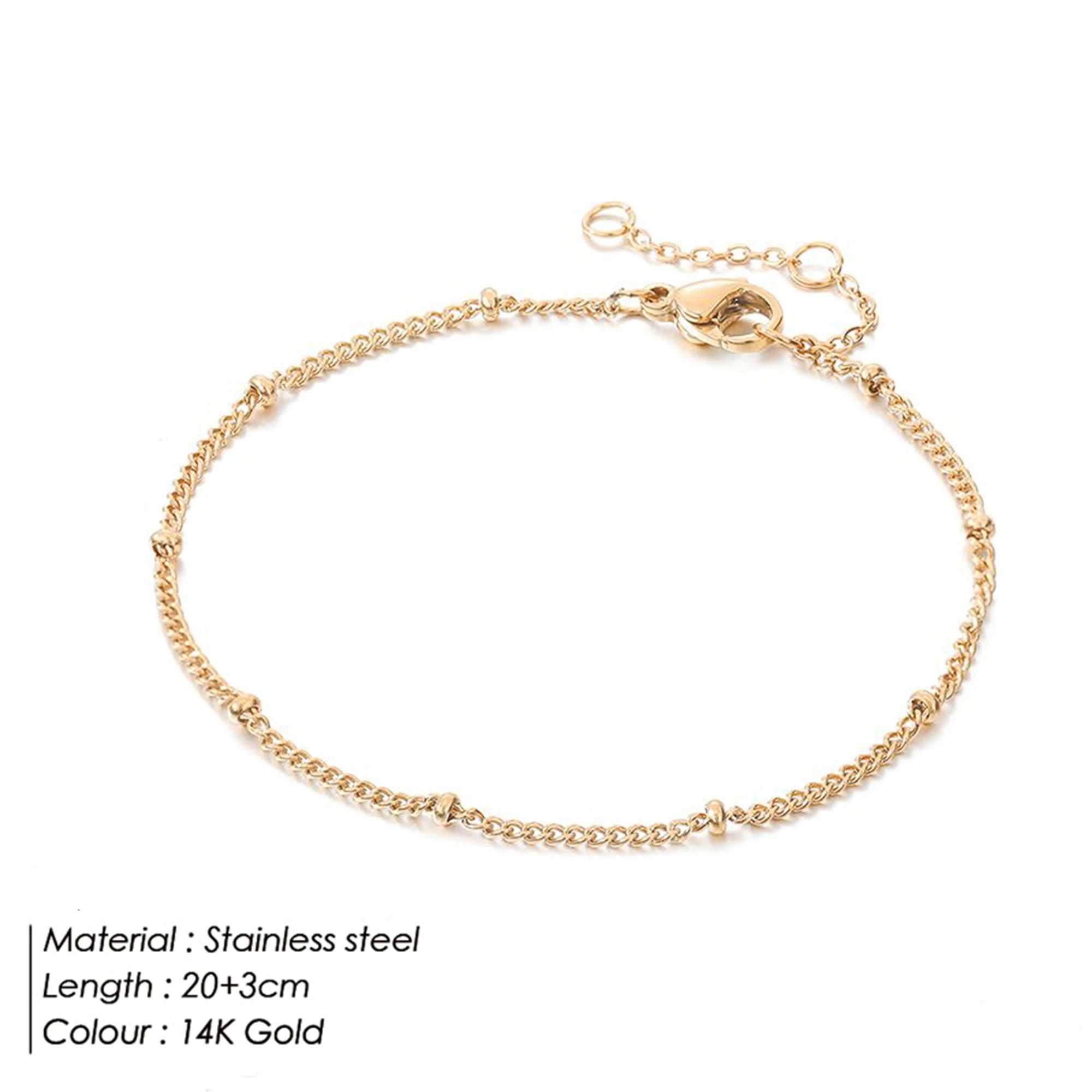 SUNIBI Stainless Steel Snake Chain Anklet for Women Summer Beach Gold Color Anklets Fashion Jewelry Dropshipping Wholesale