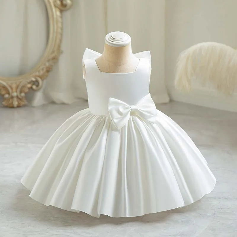 Baby Girls Party Dress Sweet Big Bow Princess Birthday Dresses Children Clothes Flower Girl Elegant Evening Formal Wear Clothing