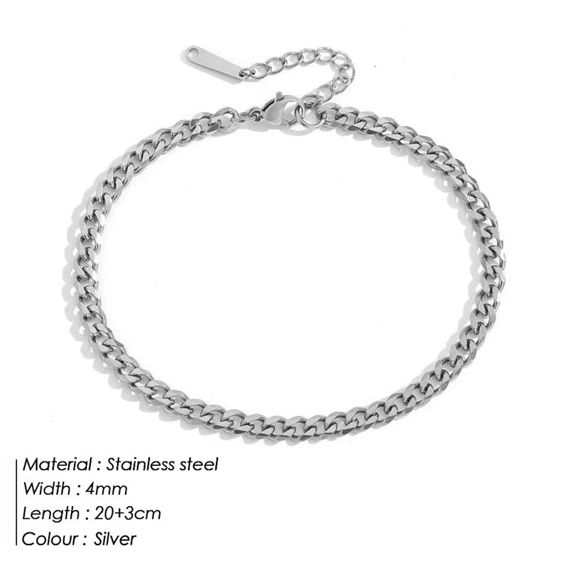 SUNIBI Stainless Steel Snake Chain Anklet for Women Summer Beach Gold Color Anklets Fashion Jewelry Dropshipping Wholesale