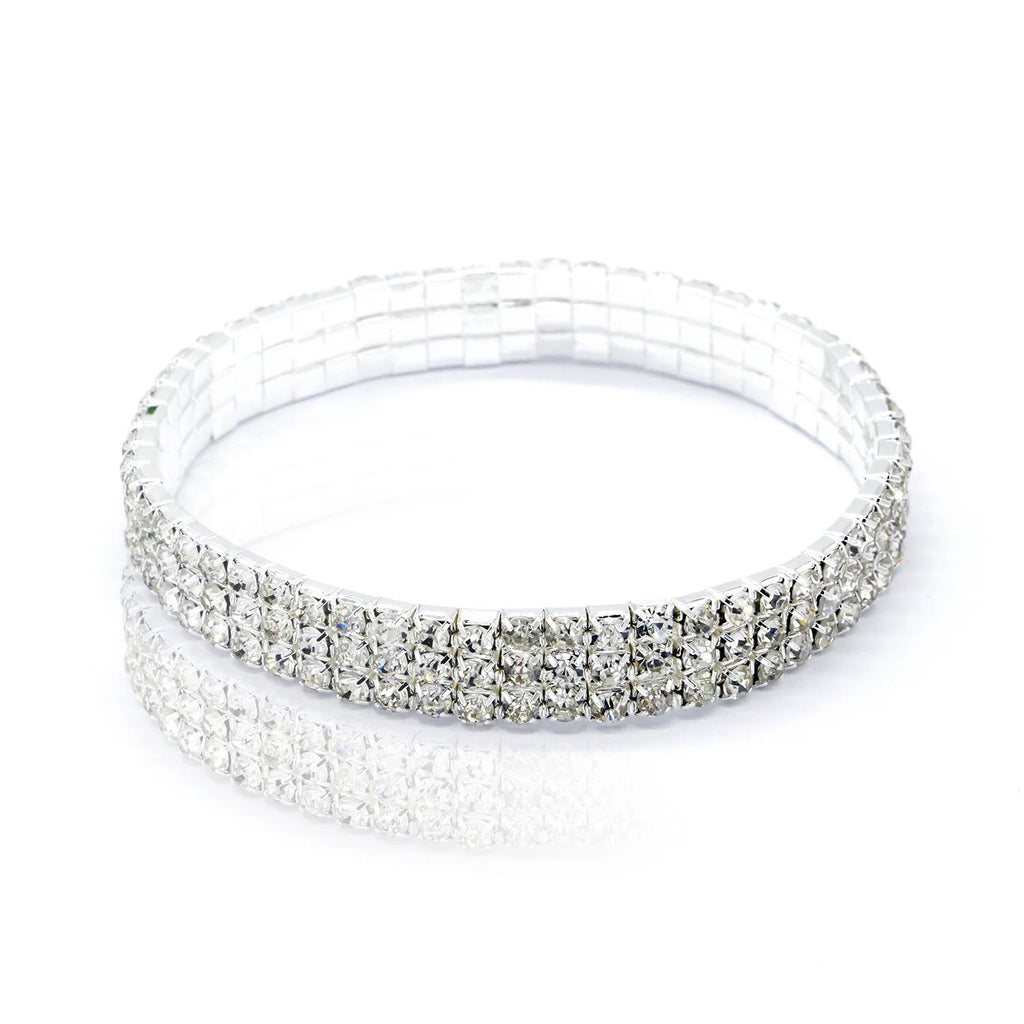 Fashion Rhinestone Tennis Anklet For Women Multi-layer Crystal Elastic Chain On Leg Female Summer Beach Ankle Bracelet Jewelry