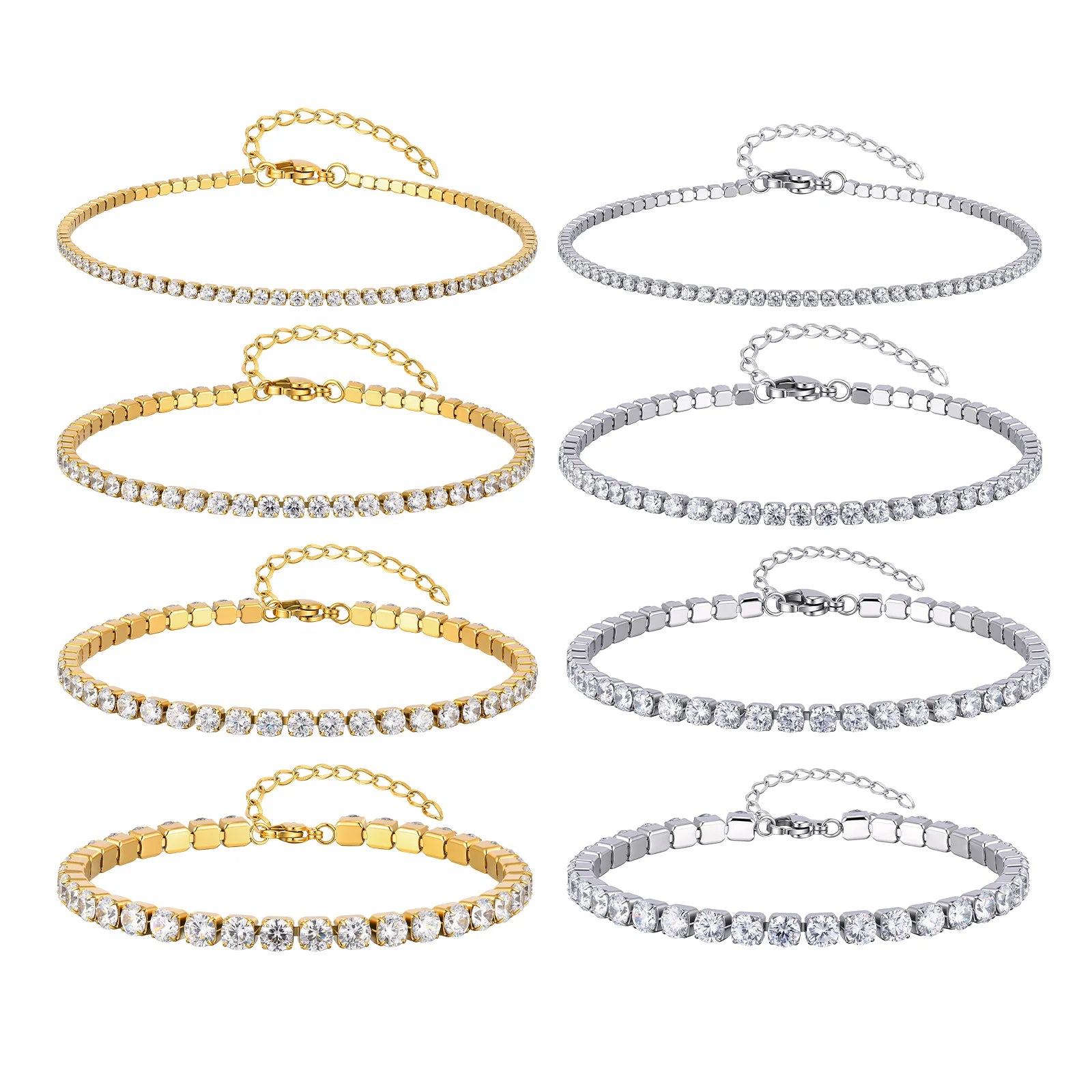 Tennis Anklet 2mm/3mm/4mm, 18K PVD Gold Plated Dainty CZ Foot Chain, Ultra Sparkling Aesthetic Layering Summer Jewelry for Women