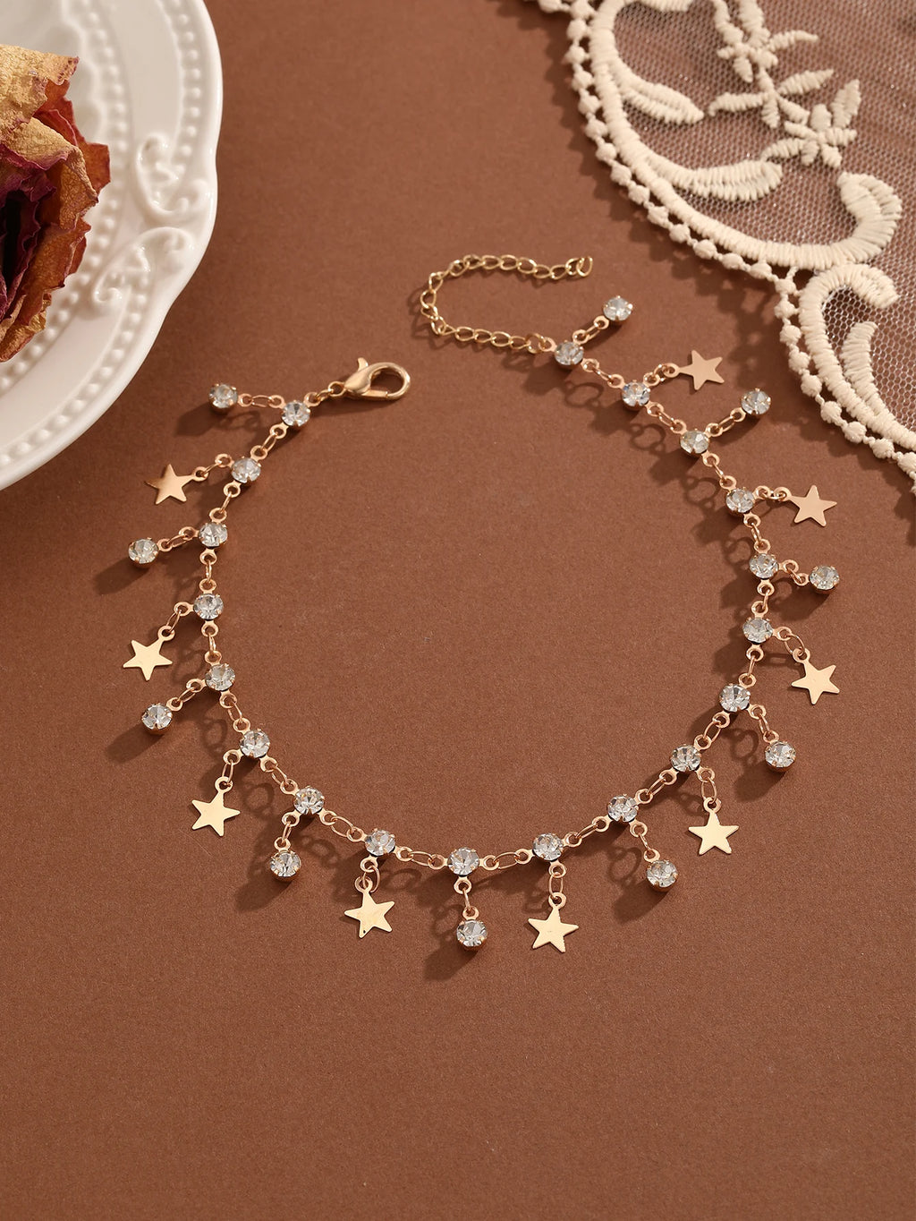 QIAMNI Summer Bohemia Crystal Cubic Zirconia Anklet For Women Girls Ankle Bracelet Leg Chain Beach Party Travel Foot Jewelry