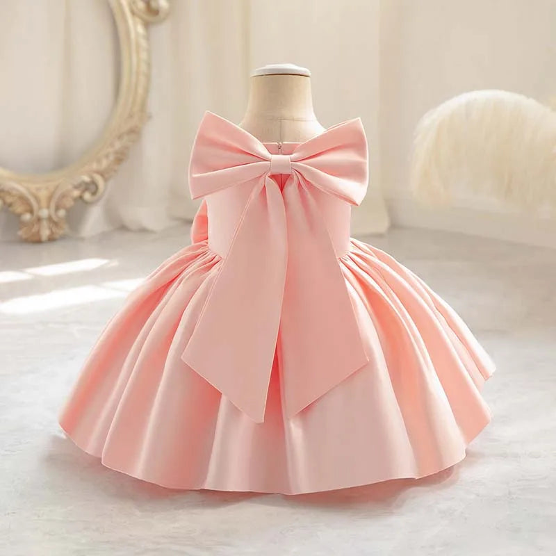 Baby Girls Party Dress Sweet Big Bow Princess Birthday Dresses Children Clothes Flower Girl Elegant Evening Formal Wear Clothing