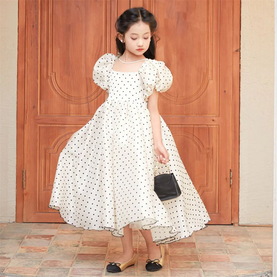 Girls Polka Dot Princess Dress Kids Birthday Gift Carnival Formal Elegant Gown Holiday Party Fantasy Outfit Children Fancy Frock