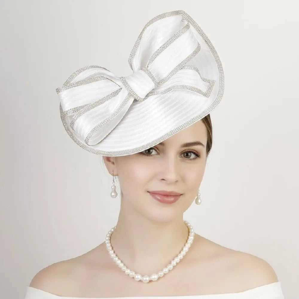 Retro Exquisite Vintage Fascinator Hat Elegant Sweet Bride Headdress Bowknot Hair Band Formal Hat Masquerade Hair Band Wedding