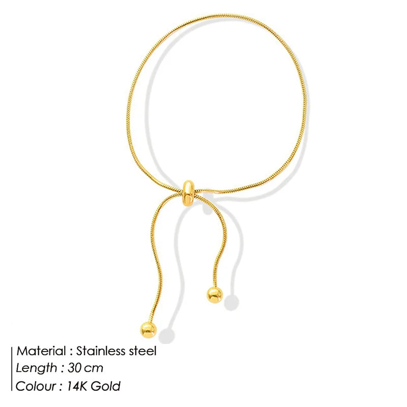 SUNIBI Stainless Steel Snake Chain Anklet for Women Summer Beach Gold Color Anklets Fashion Jewelry Dropshipping Wholesale