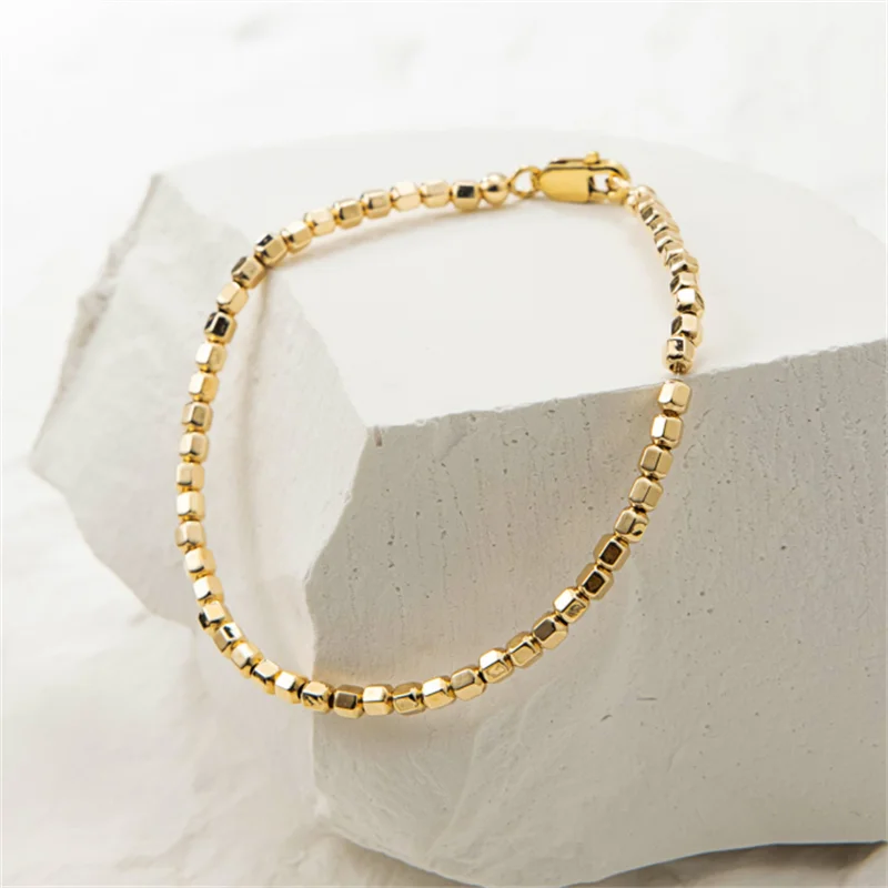 14K Gold Filled Bead Bracelet Handmade Tarnish Resistant Jewelry Boho Bracelets Anklets for Women Bridesmaid Gift Gold Bracelet
