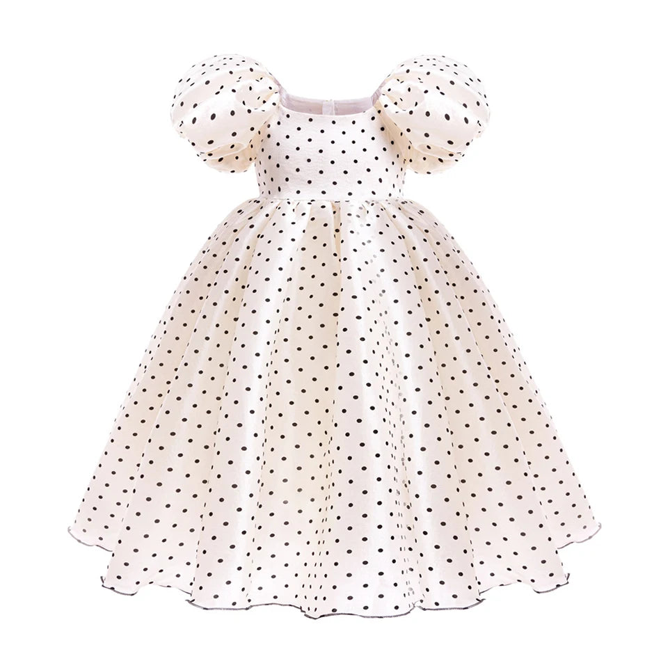 Girls Polka Dot Princess Dress Kids Birthday Gift Carnival Formal Elegant Gown Holiday Party Fantasy Outfit Children Fancy Frock