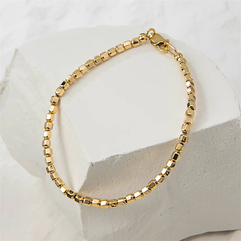 14K Gold Filled Bead Bracelet Handmade Tarnish Resistant Jewelry Boho Bracelets Anklets for Women Bridesmaid Gift Gold Bracelet
