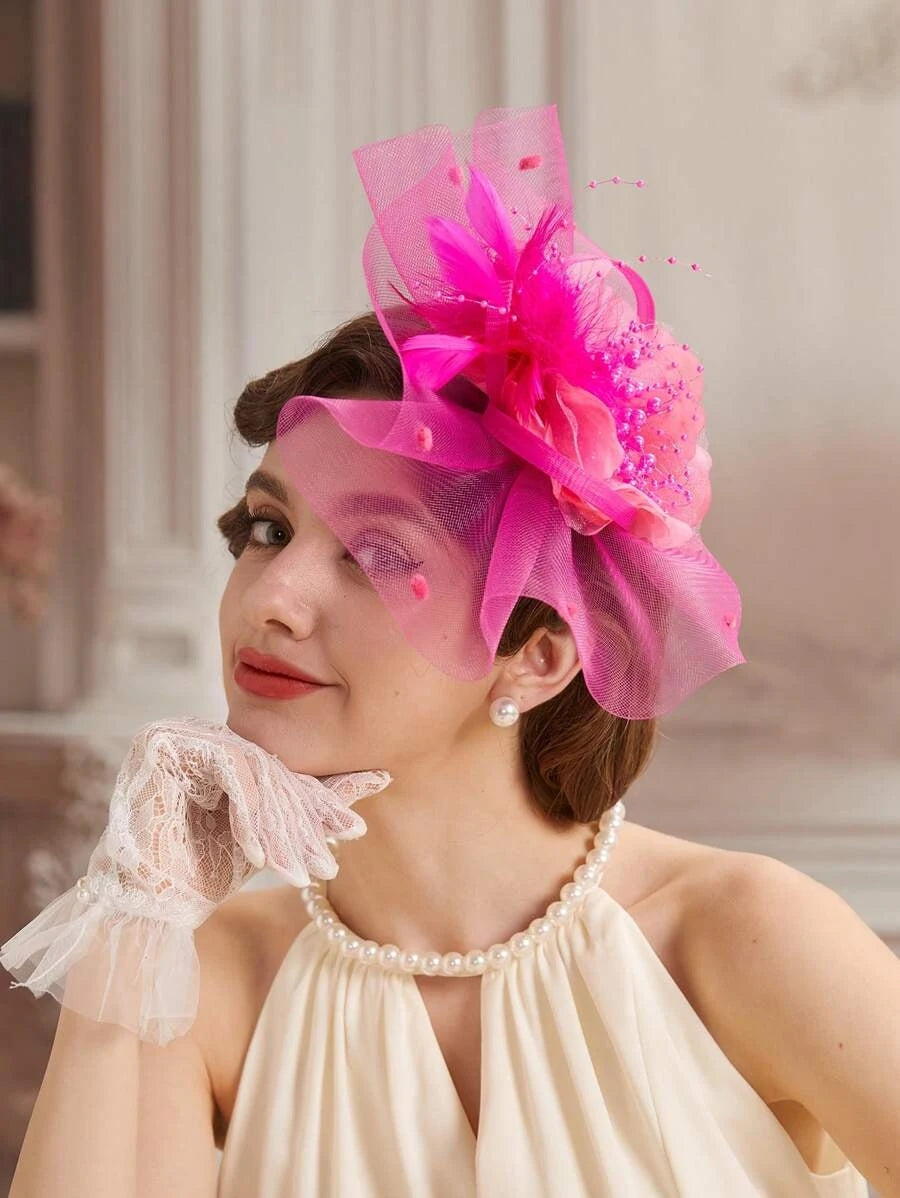 1Pc Fascinators Hats For Women Fancy Tea Party Hats Kentucky Derby Hats Feather Hair Clip For Wedding Party Church Hats