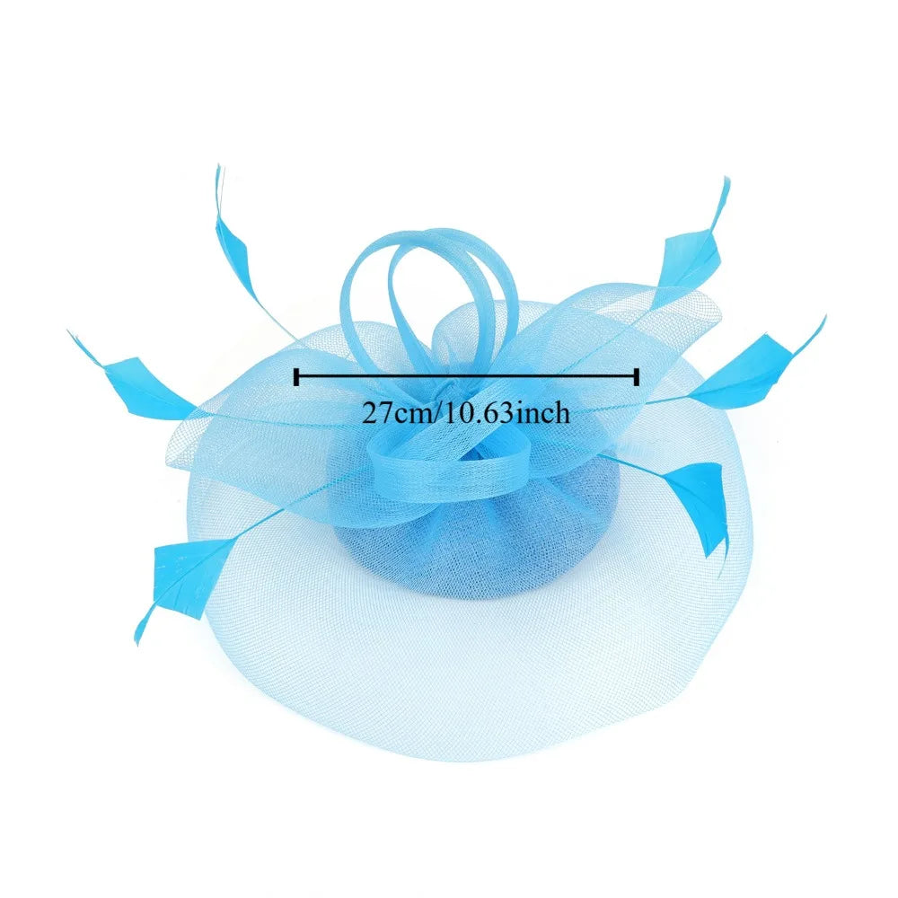 Fashion Feathers Mesh Fascinator Hat Exquisite Sweet Veil Hat Headwear Elegant Hair Hoop Hairbands Dance Show