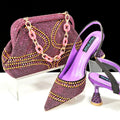 QSGFC New Designer Specials Italian Women Heels Shoes and Bag Set  Royal Green Color Comfortable With Rhinestone for Party