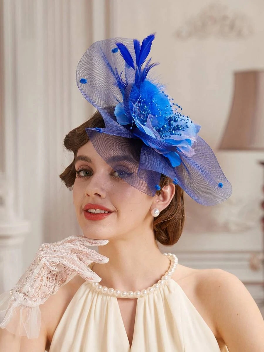 1Pc Fascinators Hats For Women Fancy Tea Party Hats Kentucky Derby Hats Feather Hair Clip For Wedding Party Church Hats