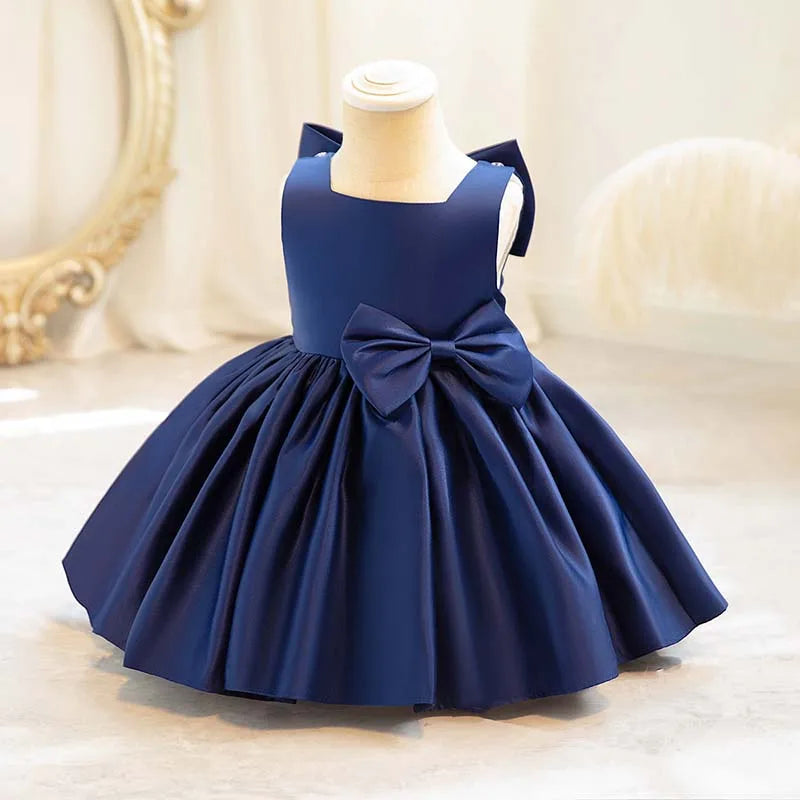 Baby Girls Party Dress Sweet Big Bow Princess Birthday Dresses Children Clothes Flower Girl Elegant Evening Formal Wear Clothing