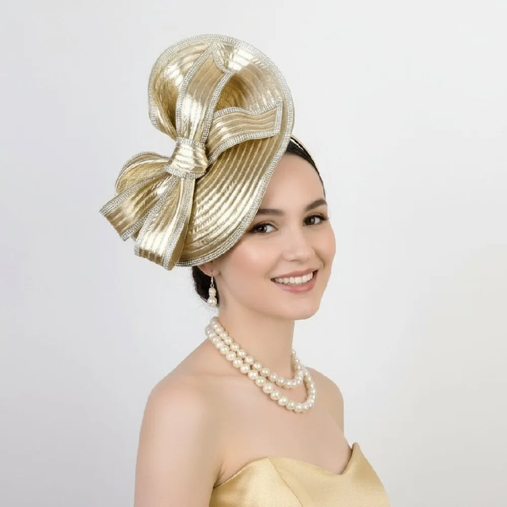 Retro Exquisite Vintage Fascinator Hat Elegant Sweet Bride Headdress Bowknot Hair Band Formal Hat Masquerade Hair Band Wedding