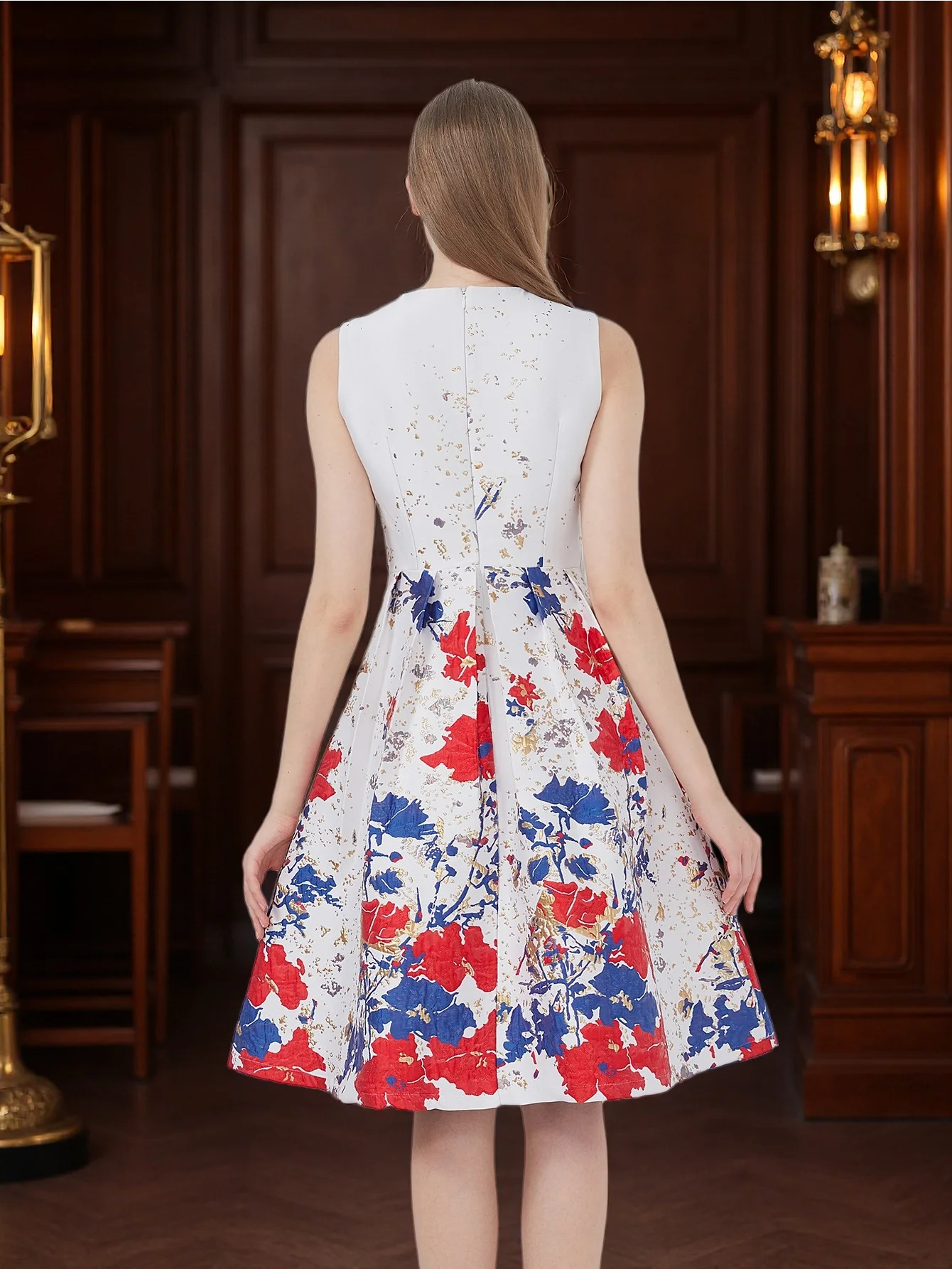 A-Line Jacquard Dress Light Luxury Elegant Commute Date Afternoon Tea Retro Floral Dress
