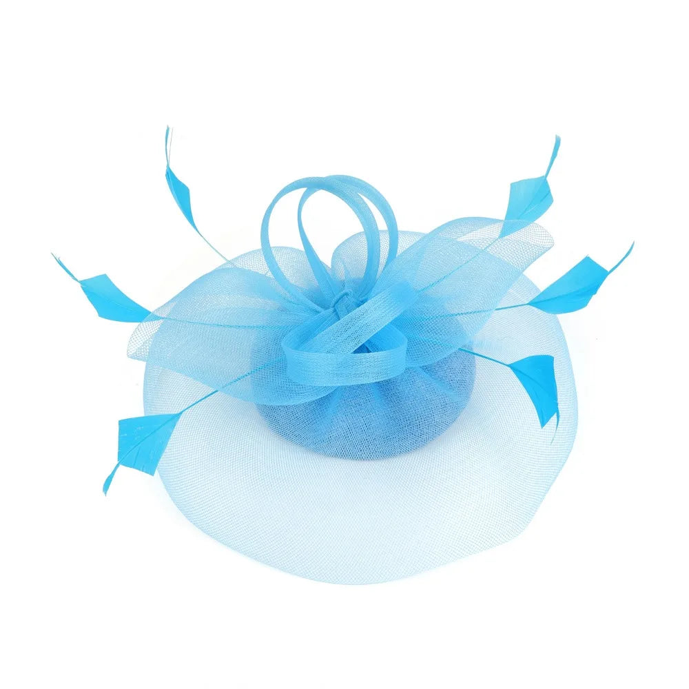 Fashion Feathers Mesh Fascinator Hat Exquisite Sweet Veil Hat Headwear Elegant Hair Hoop Hairbands Dance Show