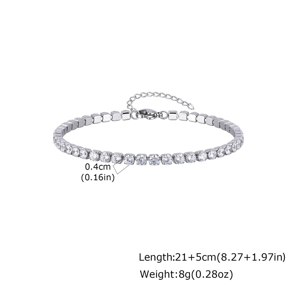Tennis Anklet 2mm/3mm/4mm, 18K PVD Gold Plated Dainty CZ Foot Chain, Ultra Sparkling Aesthetic Layering Summer Jewelry for Women