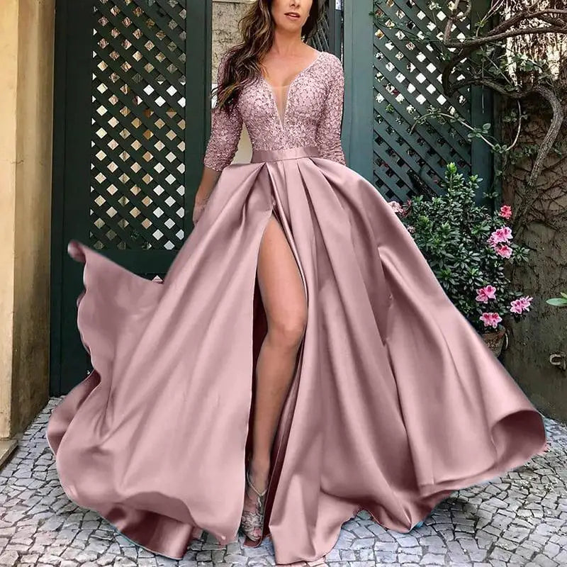 plus Size 5XL Lace Full Length Dr Par Evening Gown Sexy Drag Tail Polyester Fiber Long Dr for Ages 8-25 Spring Season