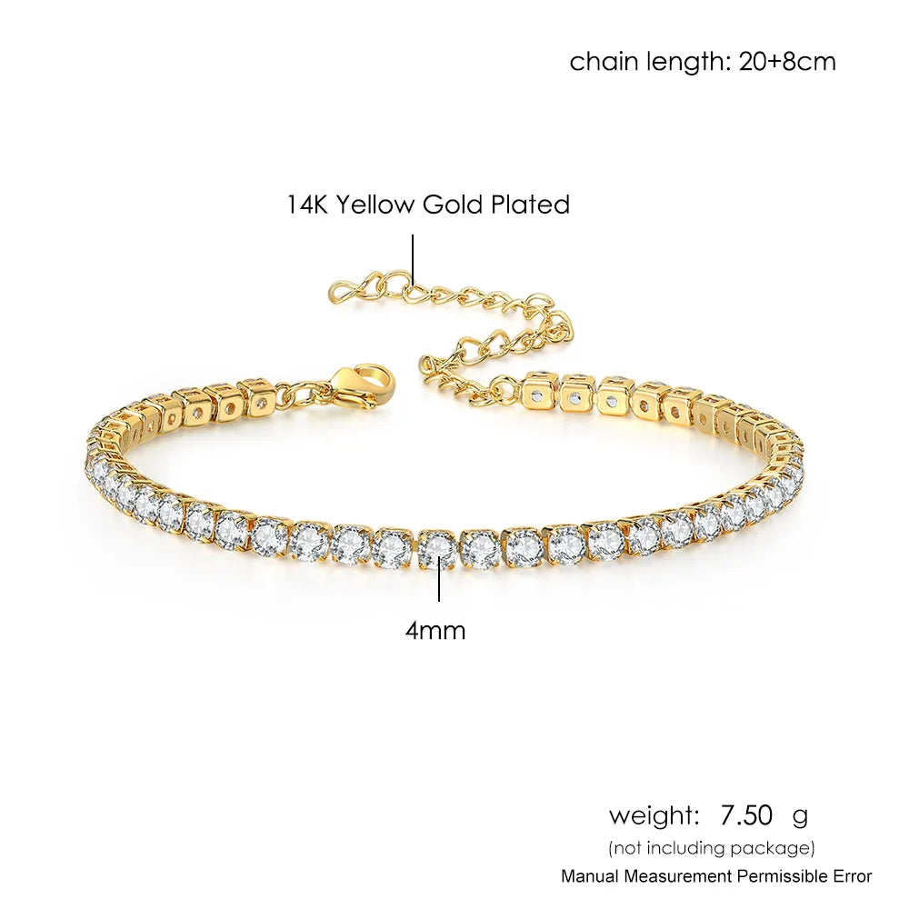 Iced Out 4MM Zircon Tennis Anklet Bracelet for Women Dazzling Bracelet on The Leg Chain Sexy Decoration on Foot Fashion Jewelry