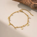 Sweet Fashion Gold Color Stainless Steel Double-layer Star and Moon Anklets for Woman Summer Beach Jewelry Accessories Colorfast