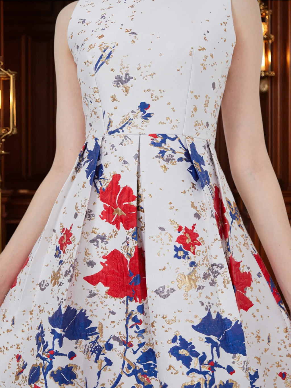 A-Line Jacquard Dress Light Luxury Elegant Commute Date Afternoon Tea Retro Floral Dress