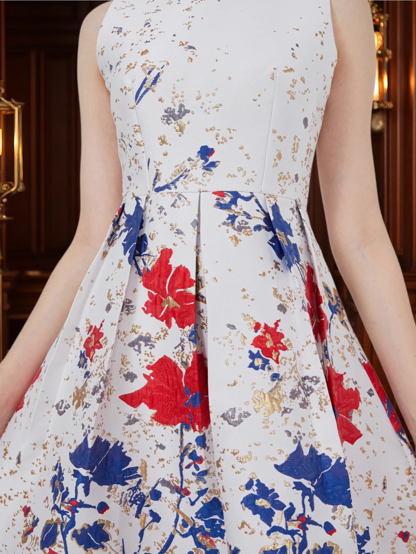 A-Line Jacquard Dress Light Luxury Elegant Commute Date Afternoon Tea Retro Floral Dress