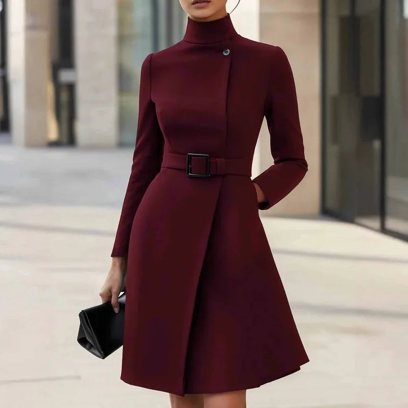 Women Church Dresses Vintage Autumn Winter Long Sleeve Sexy Stand Collar Vintage 1950s Mermaid Formal A-line Dress for Business