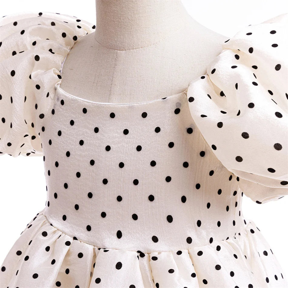 Girls Polka Dot Princess Dress Kids Birthday Gift Carnival Formal Elegant Gown Holiday Party Fantasy Outfit Children Fancy Frock