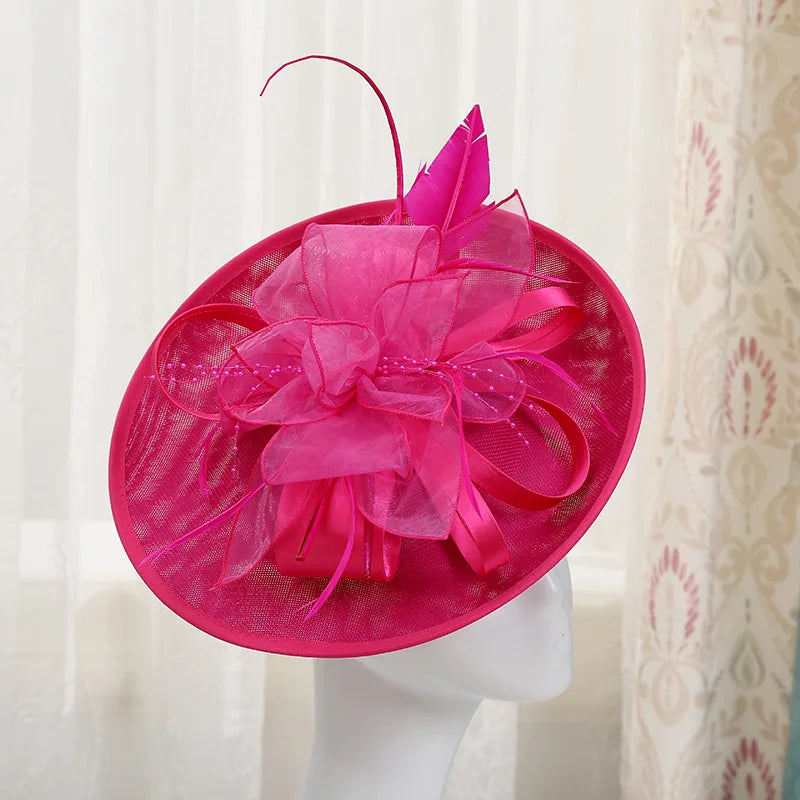 Big Derby Fascinators For Women Elegant  Wedding Chapéu Fascinator de casamento Pillbox Cap Ladies Millinery Church Hats Ladies