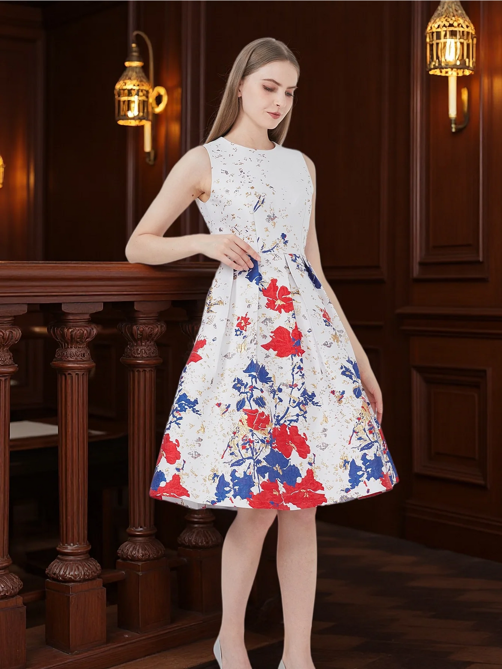A-Line Jacquard Dress Light Luxury Elegant Commute Date Afternoon Tea Retro Floral Dress