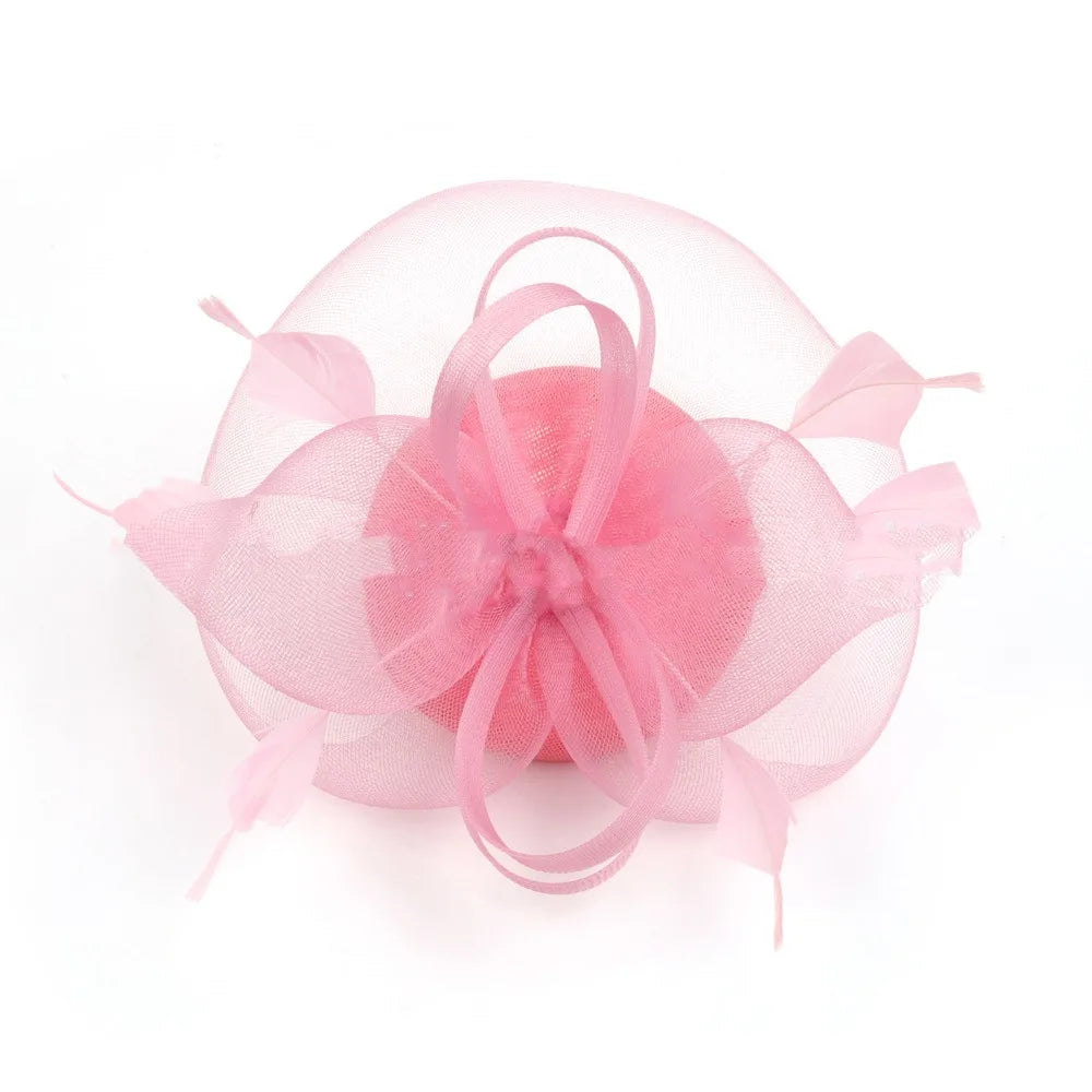 Fashion Feathers Mesh Fascinator Hat Exquisite Sweet Veil Hat Headwear Elegant Hair Hoop Hairbands Dance Show